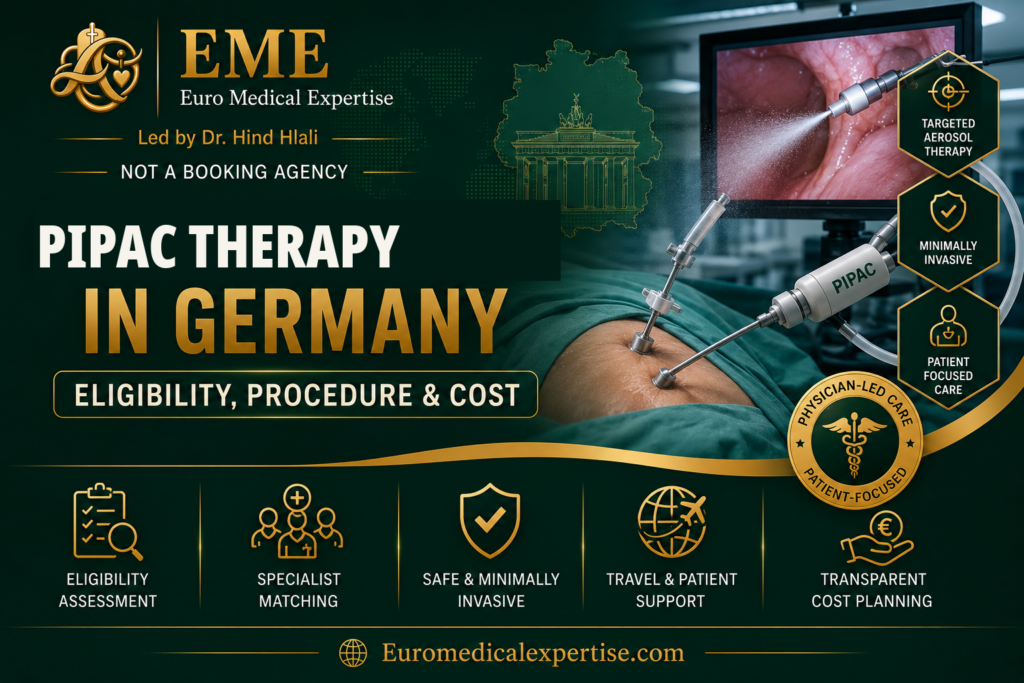 PIPAC Therapy in Germany for selected patients with peritoneal metastases using pressurized intraperitoneal aerosol chemotherapy.