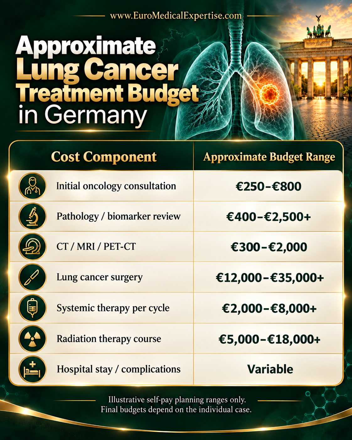 Approximate Lung Cancer Treatment Budget in Germany